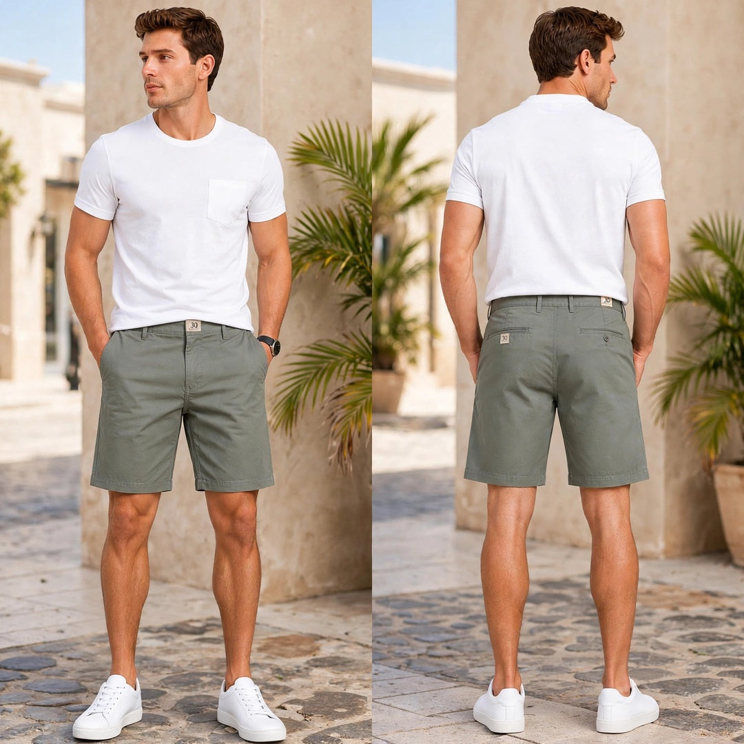 Men's Vintage Cotton Chino Shorts – Regular Fit 9 Inch Inseam Casual Shorts