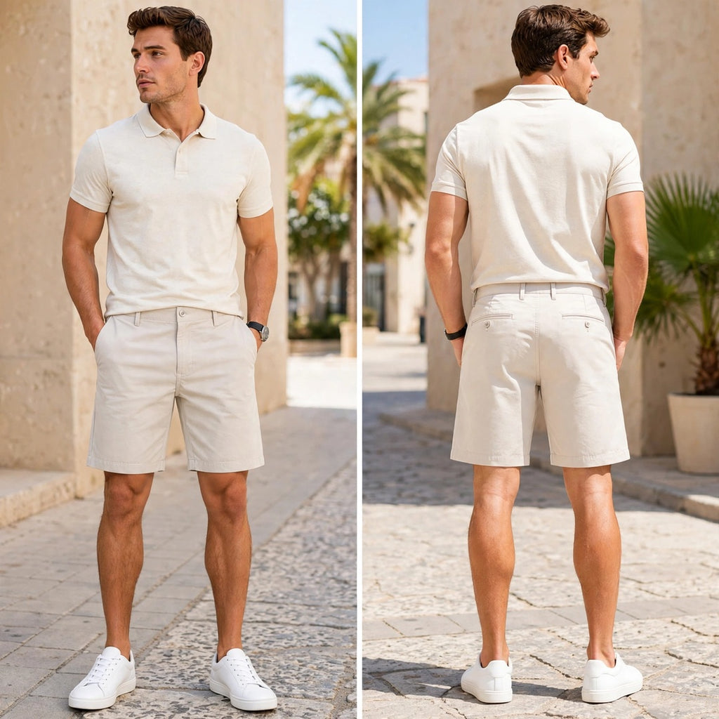 Men's Vintage Cotton Chino Shorts – Regular Fit 9 Inch Inseam Casual Shorts