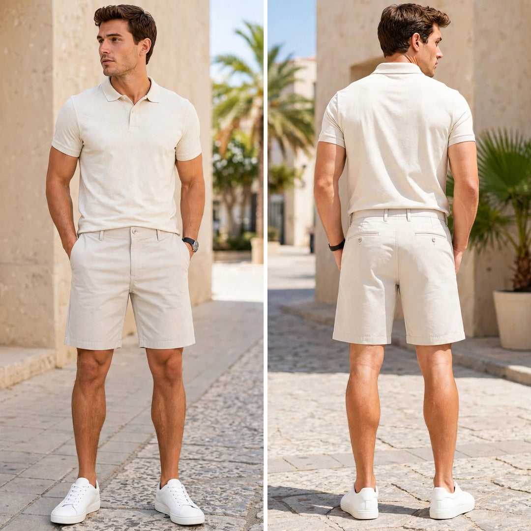 Men's Vintage Cotton Chino Shorts – Regular Fit 9 Inch Inseam Casual Shorts