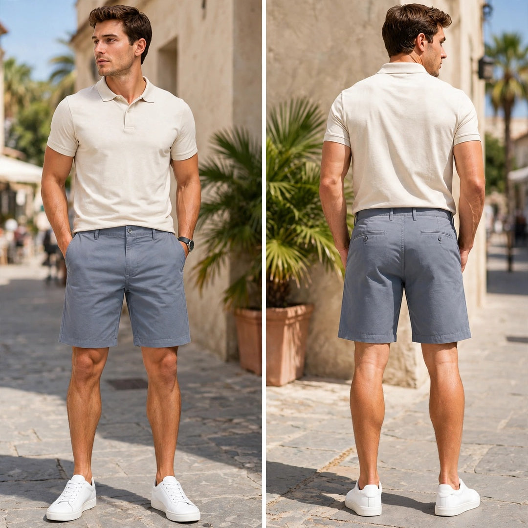 Men's Vintage Cotton Chino Shorts – Regular Fit 9 Inch Inseam Casual Shorts
