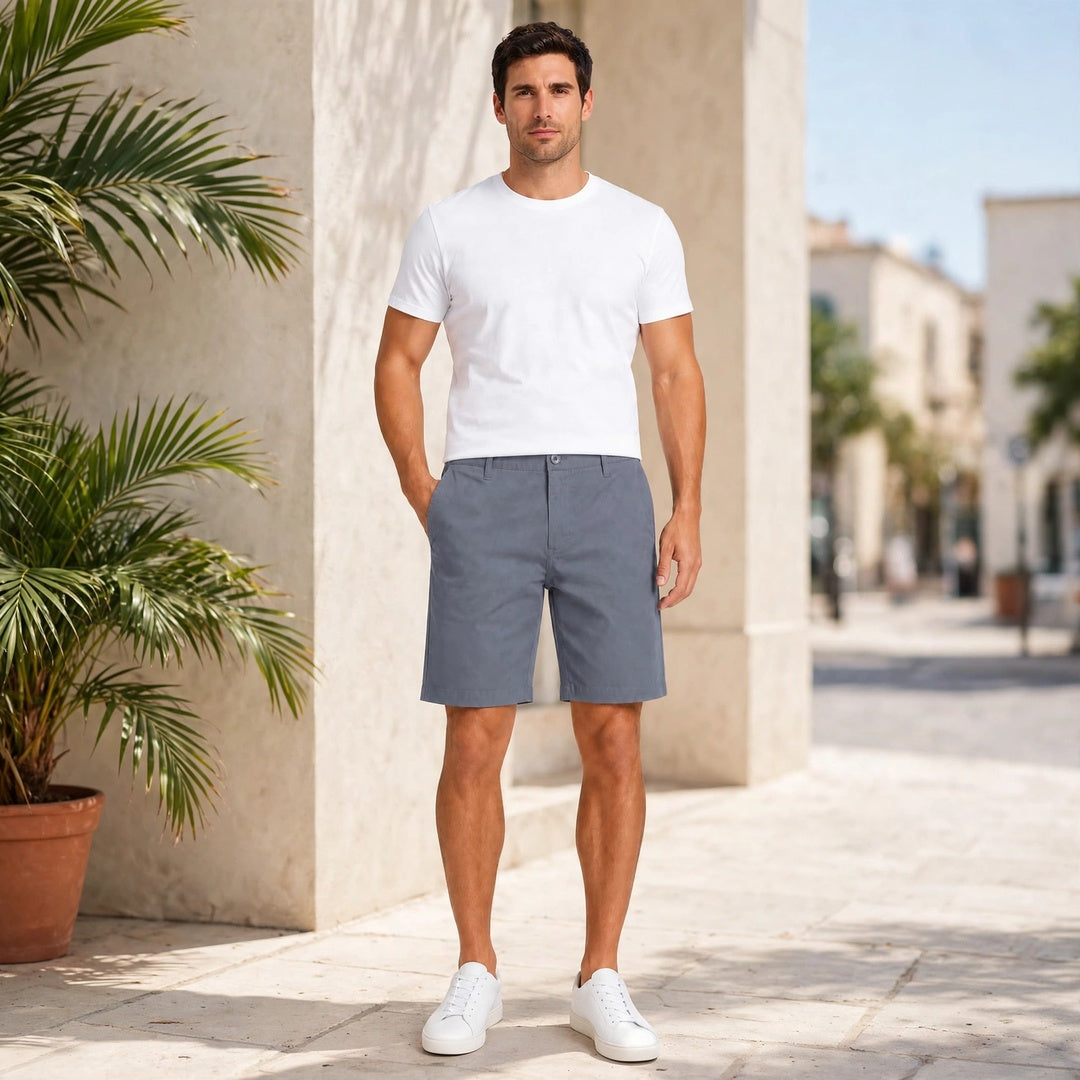 Men's Vintage Cotton Chino Shorts – Regular Fit 9 Inch Inseam Casual Shorts