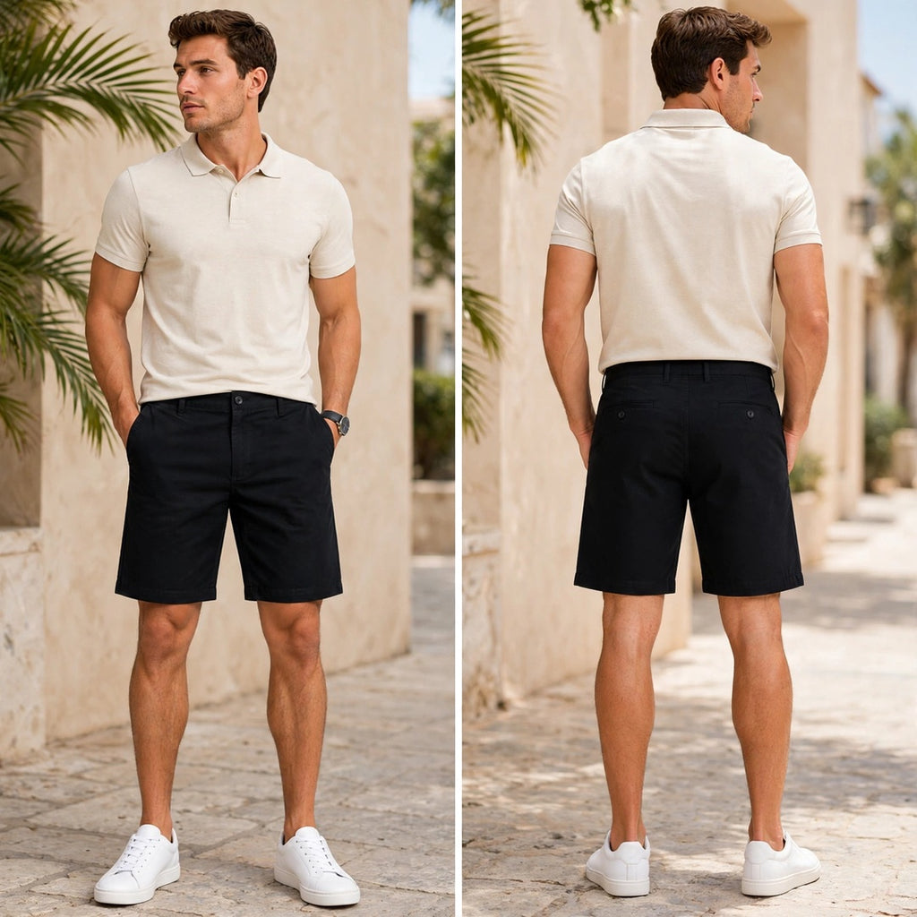 Men's Vintage Cotton Chino Shorts – Regular Fit 9 Inch Inseam Casual Shorts