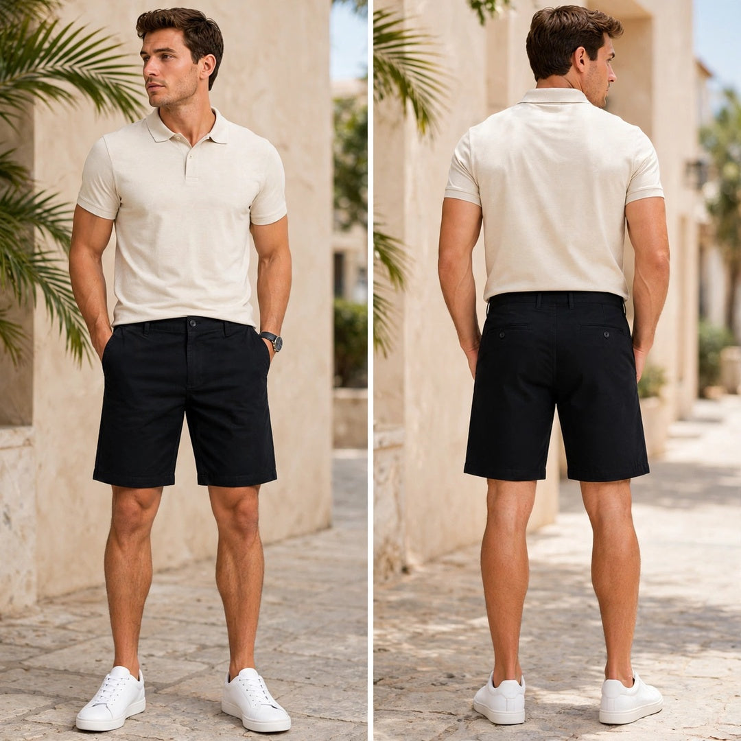 Men's Vintage Cotton Chino Shorts – Regular Fit 9 Inch Inseam Casual Shorts