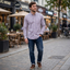 Men's Checkered Long-Sleeve Button-Down Shirt