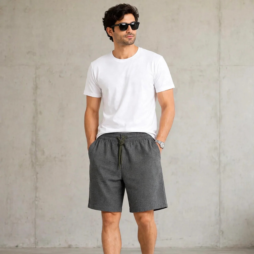 Men's charcoal gray Casual Linen Shorts