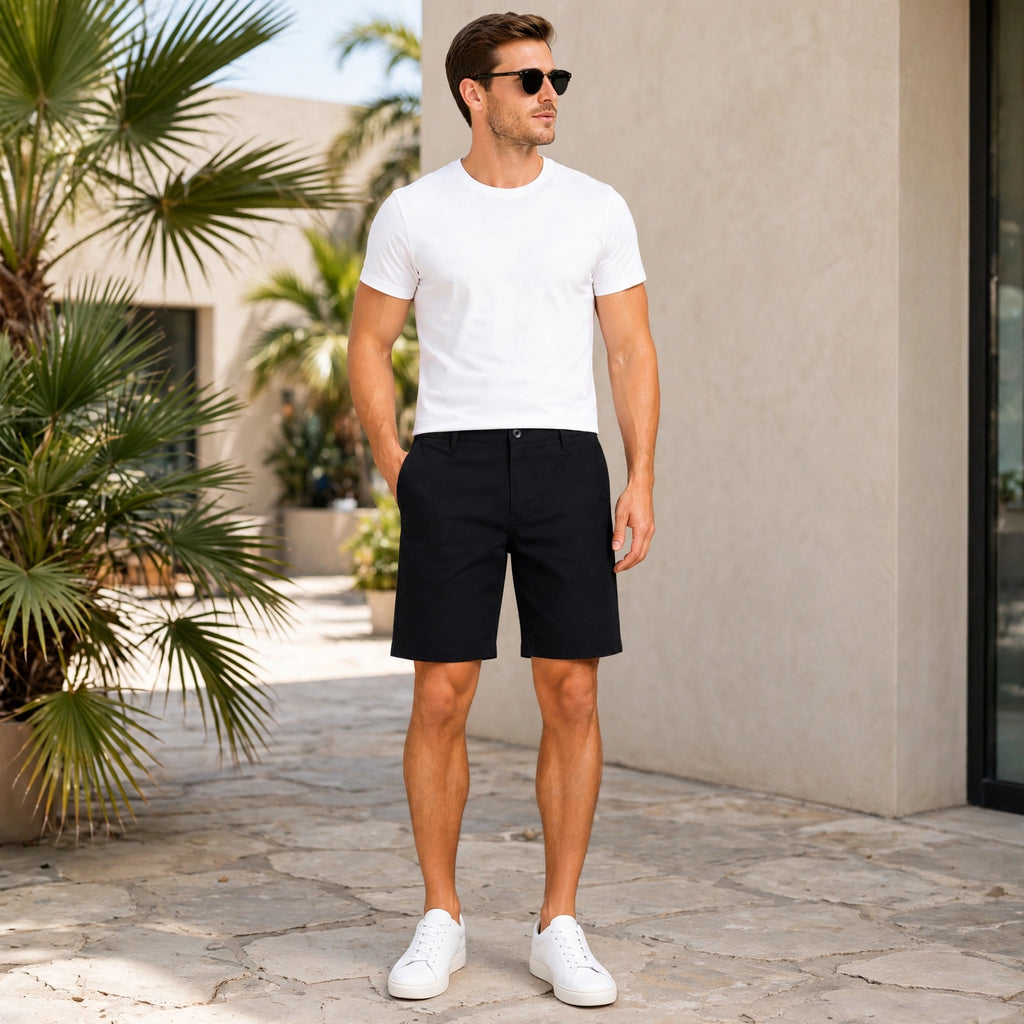 Men's Vintage Cotton Chino Shorts – Regular Fit 9 Inch Inseam Casual Shorts