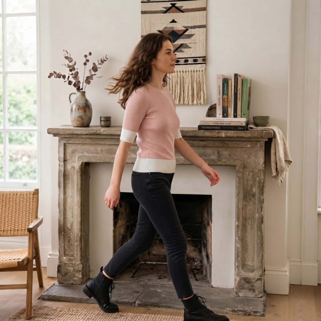 Ribbed Short Sleeve Sweater – Pink Secondary image