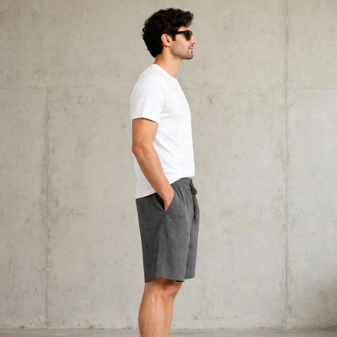 Men's charcoal gray Casual Linen Shorts