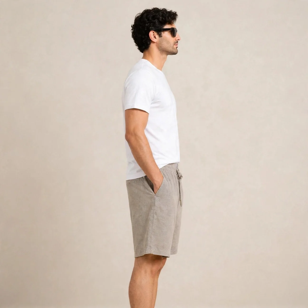 Men's Beige / light taupe Casual Linen Shorts