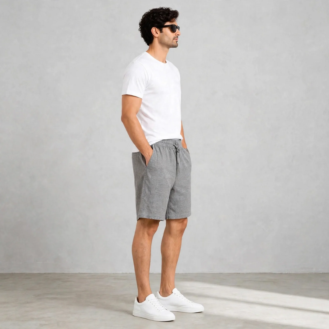 Men's Light gray Casual Linen Shorts Secondary image