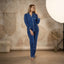 Women’s Navy Blue Polka Dot Pyjama Set – Long Sleeve Satin Sleepwear