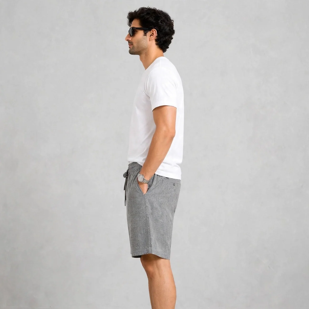 Men's Light gray Casual Linen Shorts