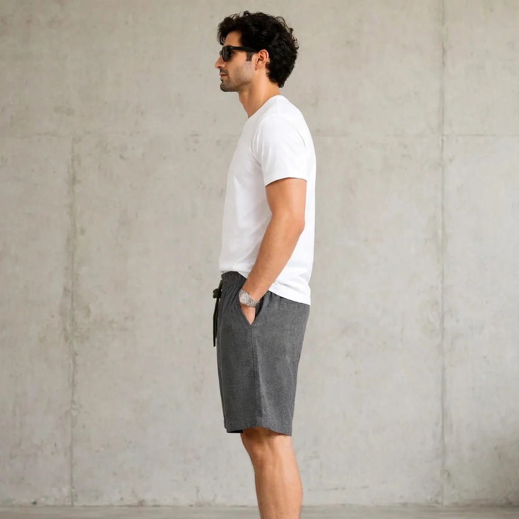 Men's charcoal gray Casual Linen Shorts
