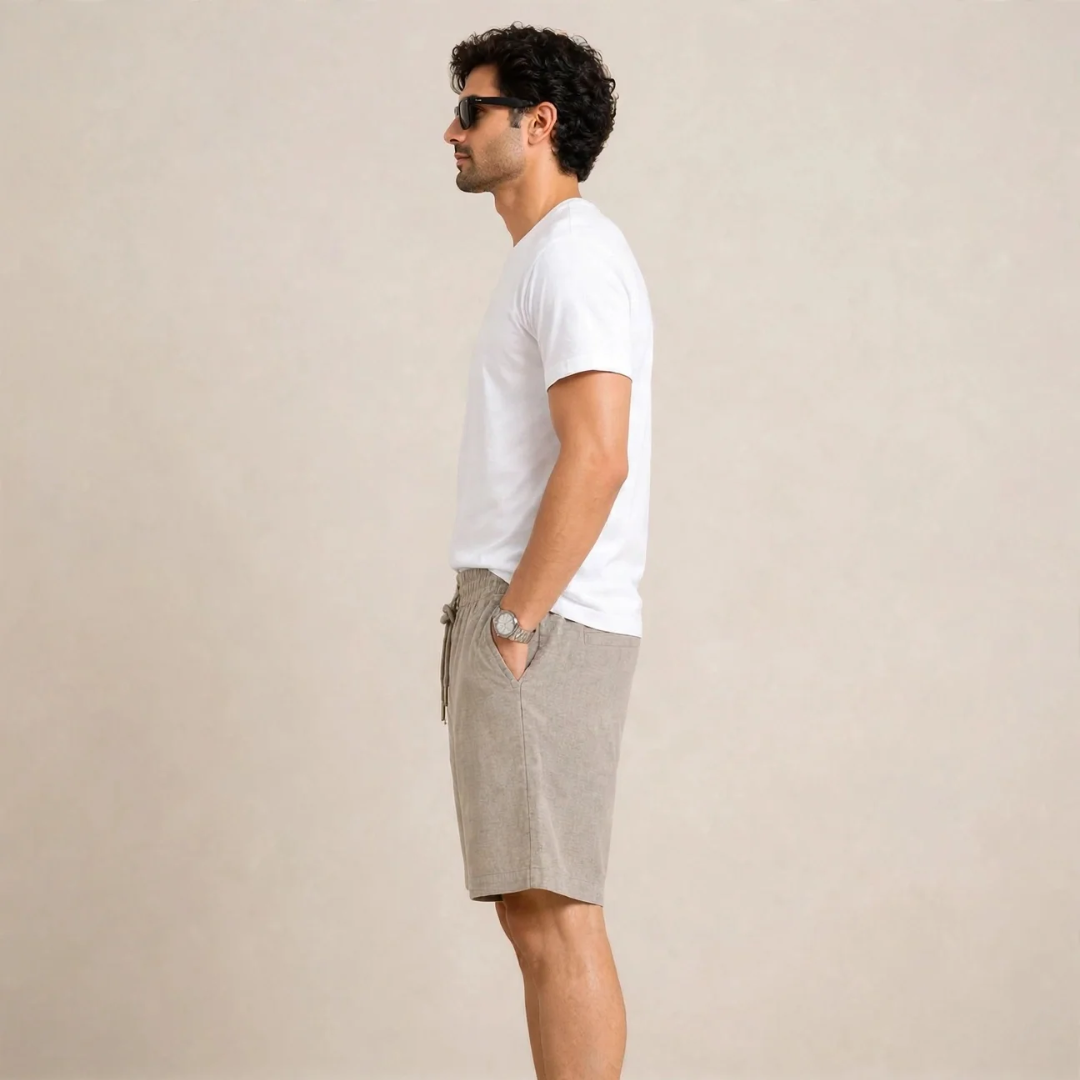 Men's Beige / light taupe Casual Linen Shorts