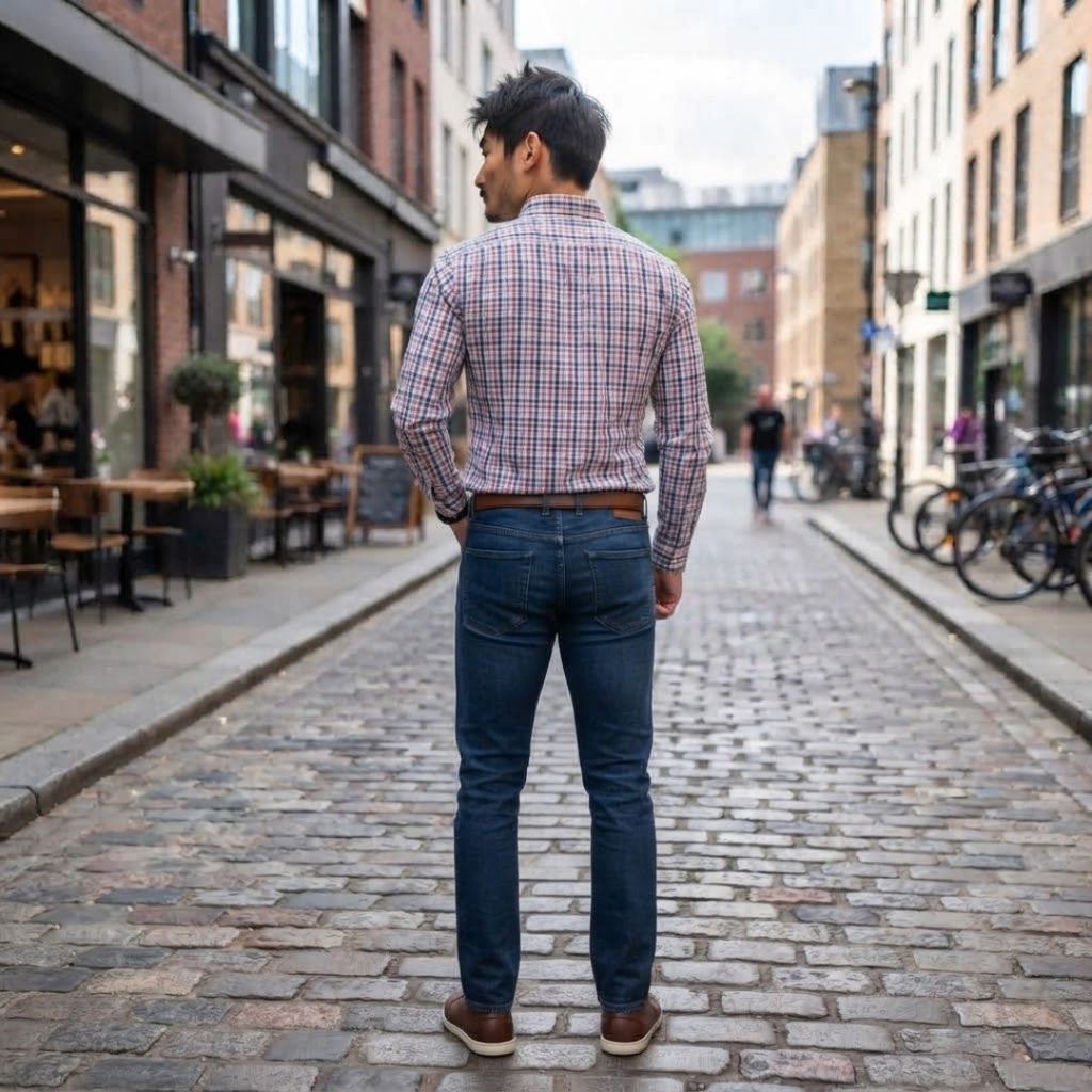 Men's Plaid Long-Sleeve Button-Down Shirt