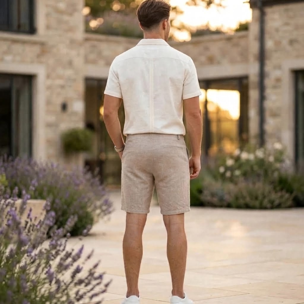 Men's Blue Linen-Style Short