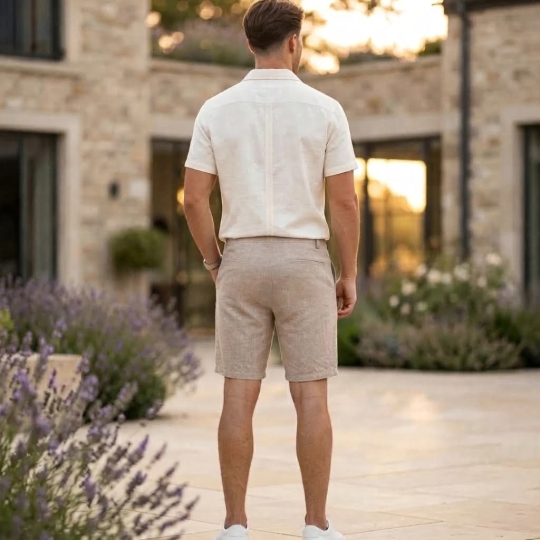 Men's Blue Linen-Style Short