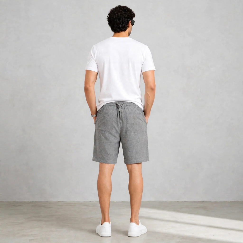 Men's Light gray Casual Linen Shorts