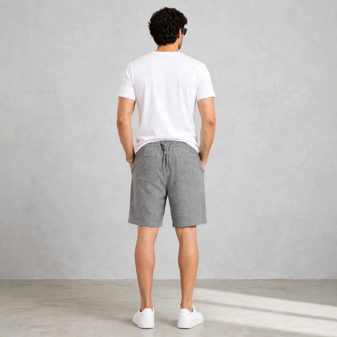 Men's Light gray Casual Linen Shorts