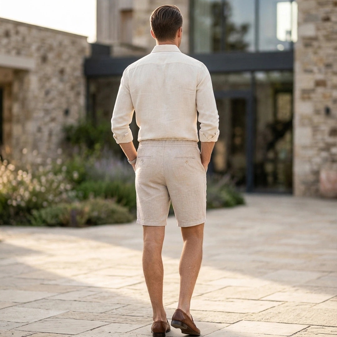 Men's Beige Drawstring Shorts