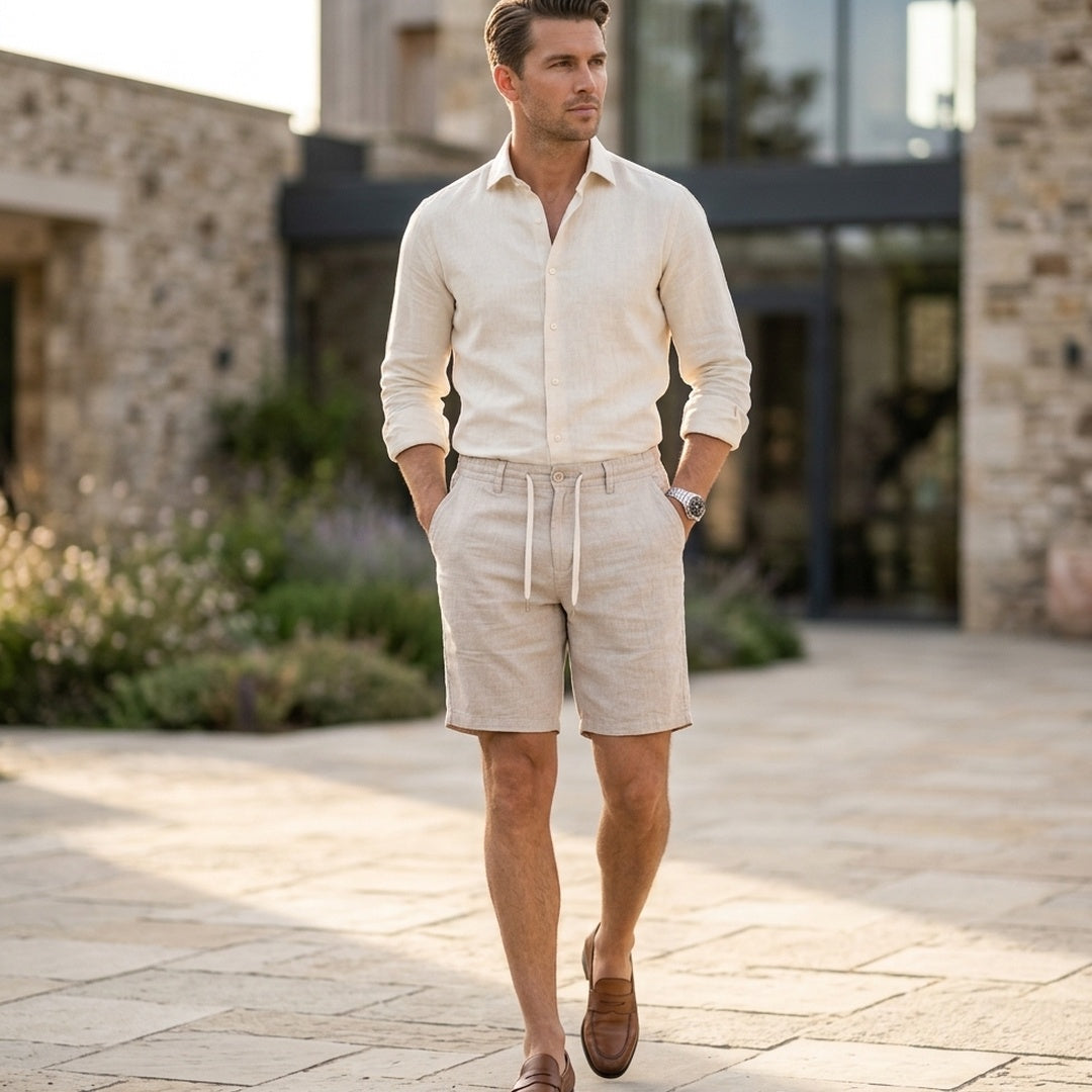 Men's Beige Drawstring Shorts Main image