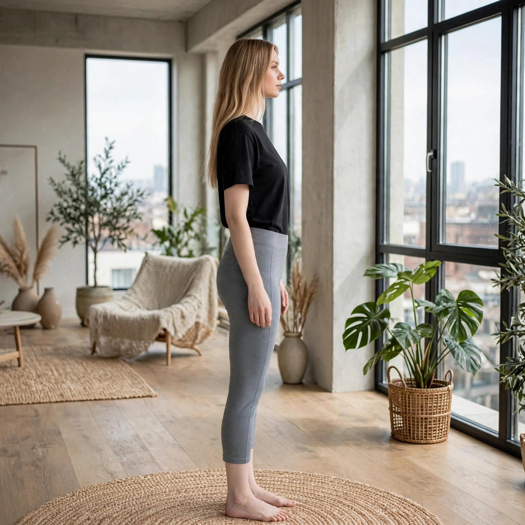 Women's High-Waisted Capri Leggings – Grey Secondary image