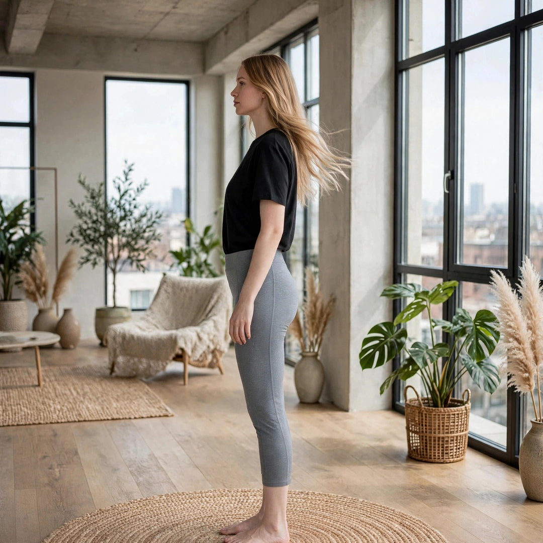 Women's High-Waisted Capri Leggings – Grey