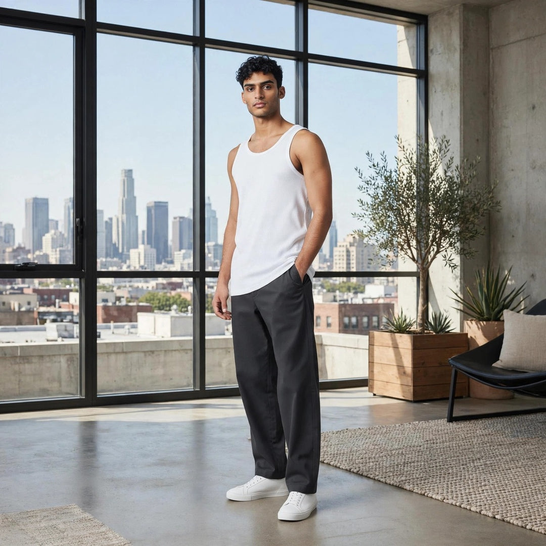 Men's Classic Ribbed Cotton Tank Top – White Main image