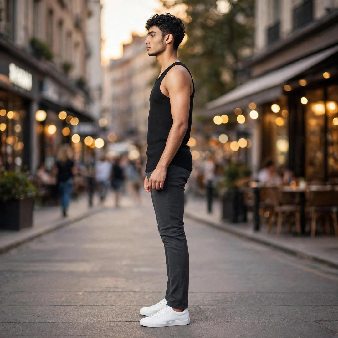 Men's Classic Ribbed Cotton Tank Top – Black