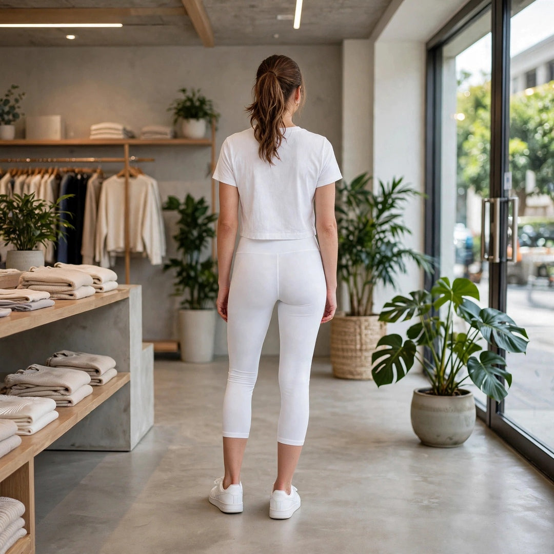 High-Waisted Capri Leggings – White